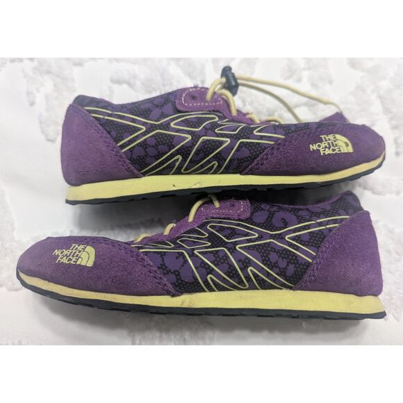 🥾 The North Face Girls Suede Trail Shoes Purple/Yellow Size 12 - Picture 2 of 10
